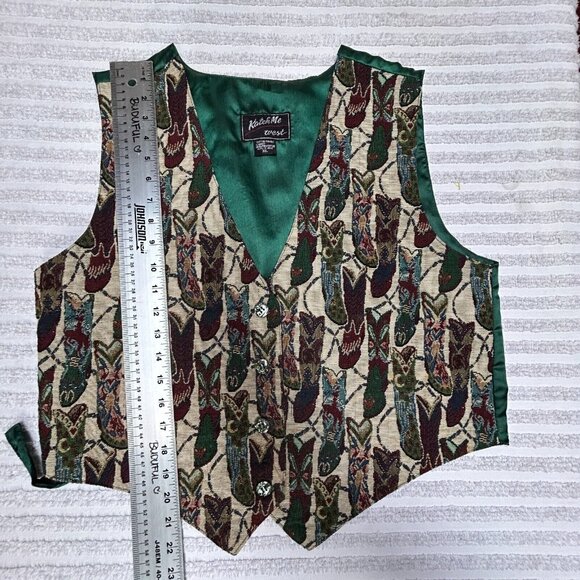 Katch Me West Women's Multicolor Boots Print Western Vest Size XL Button Front - Picture 7 of 7